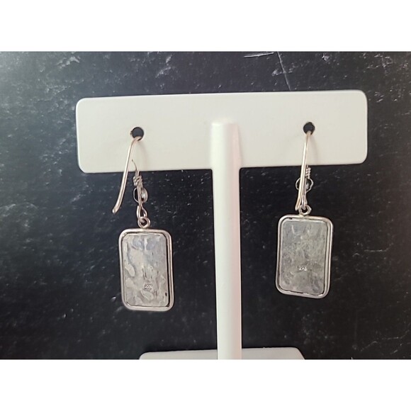 925 Sterling Silver Dragon Themed Rectangular Shaped Dangling Pierced Earrings - Picture 5 of 10